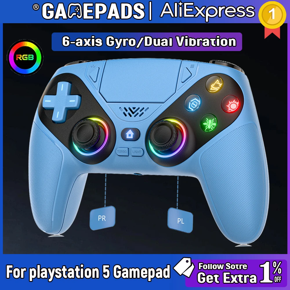 Gamepad für Playstation 5 Controller PS5 Pro/Slim Wireless Controller PS5 Hall-Joystick Dual-Vibration Turbo Dual Sense Image