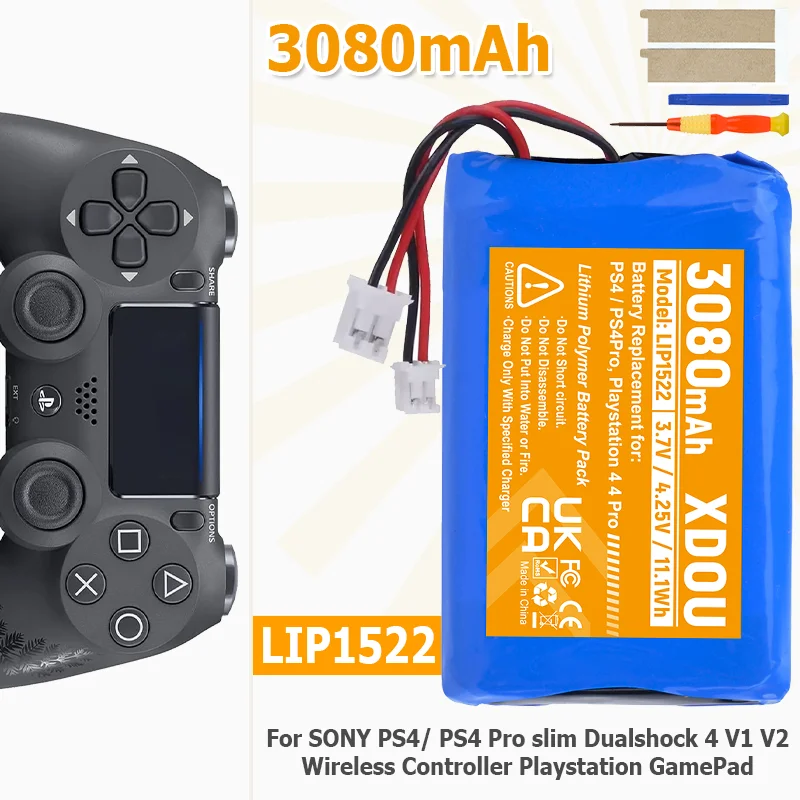 Für SONY PS4/PS4 Pro slim KCR1410 & LIP1522 Dualshock 4 V2 V1 Wireless Controller Playstation GamePad 3080 mAh Batterie ersetzen Image