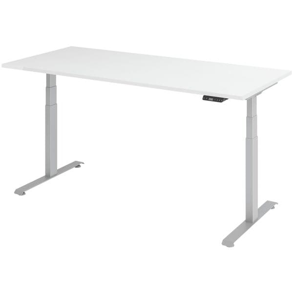 BaseLite Schreibtisch höhenverstellbar (elektisch) »Base« 180 cm Gestell silbern Weiß / Silber, 180x129.5x80 cm