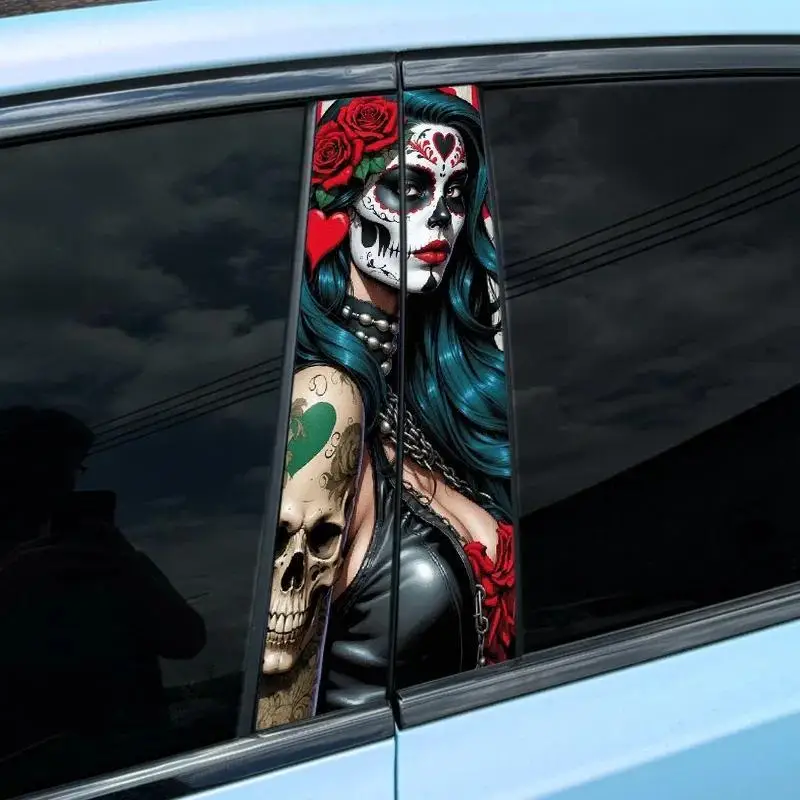Gothic Skull Autoaufkleber – wasserdichter, langlebiger Vinyl-Aufkleber für B-Säule Scratch Cover