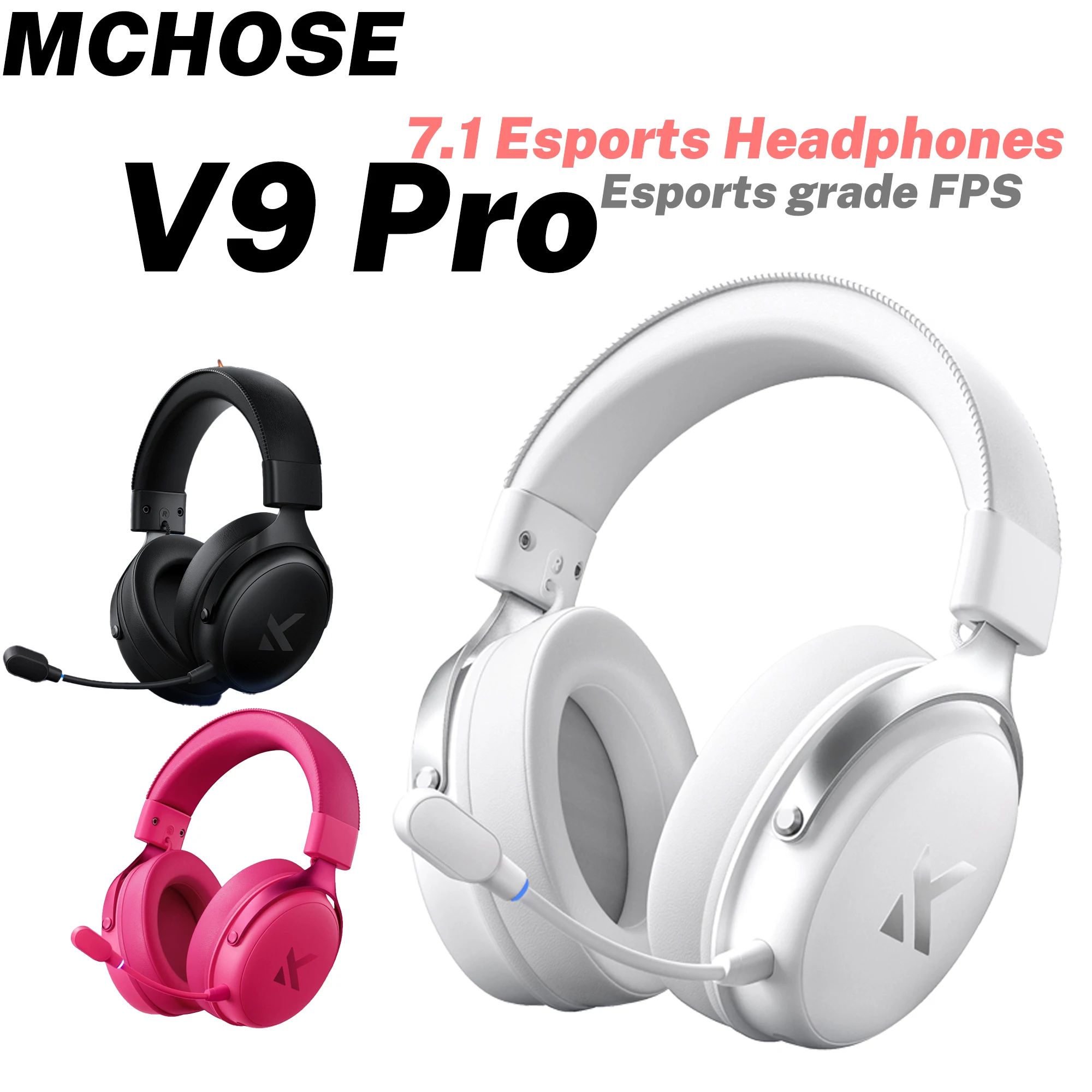 MCHOSE V9 Pro Gaming Wireless Headset Surround Sound Kopfhörer Noise Cancelling Mic Low Latency Lightweight für PS5 PC SWITCH Image