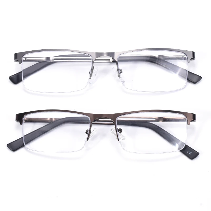 Braune Fassung Anti-Blaulicht Herren-Lesebrille Legierung Metall Halbrahmen Business-Computerbrille Federscharnier Lesebrille +1,25 1 Image