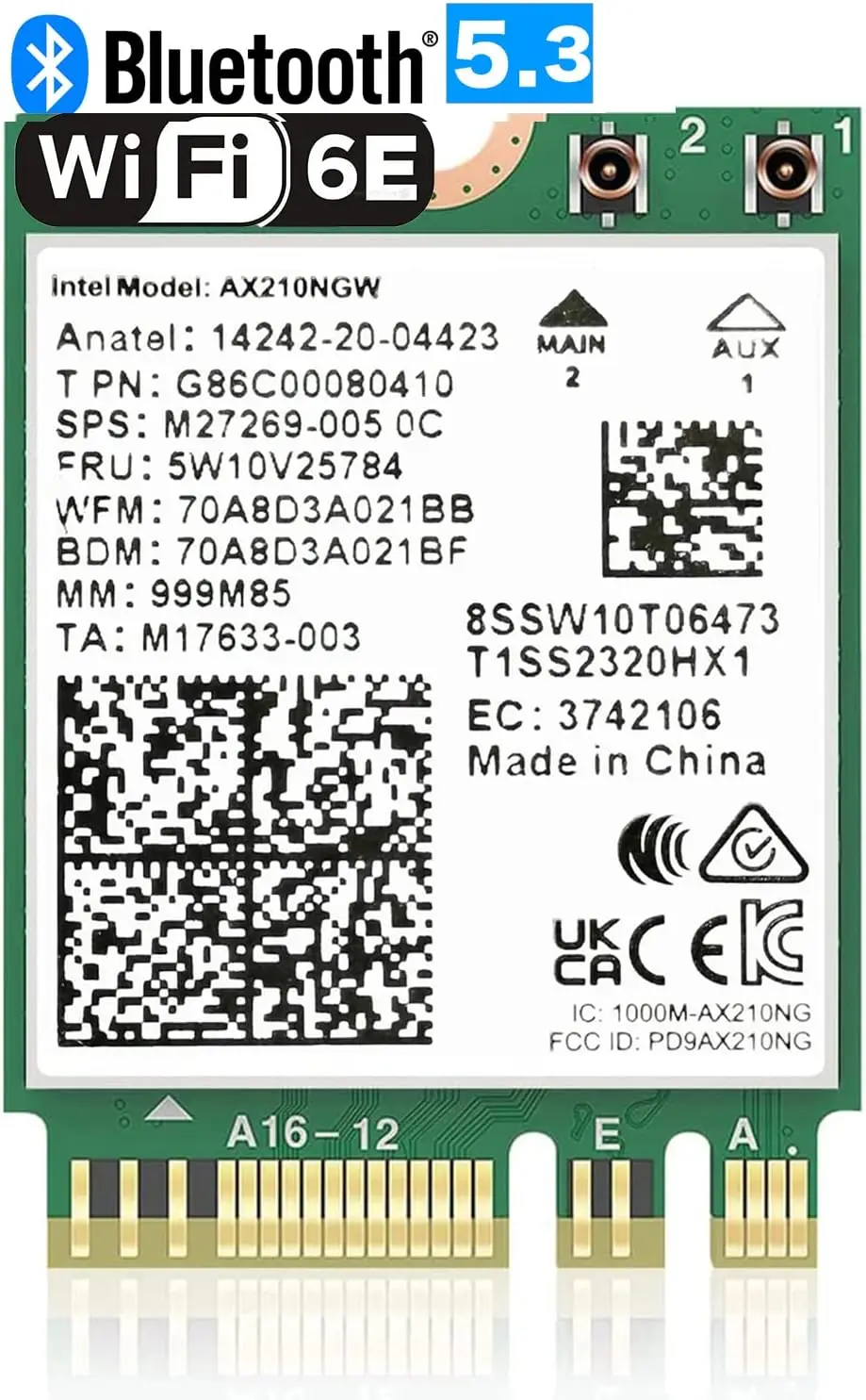 Tri-Band WiFi6E AX210 Wireless 2,4 Gbit/s Bluetooth 5.3 802.11AX Wireless Wi-Fi 6 AX210 für Intel AX210NGW M.2 NGFF WLAN WiFi-Karte Image