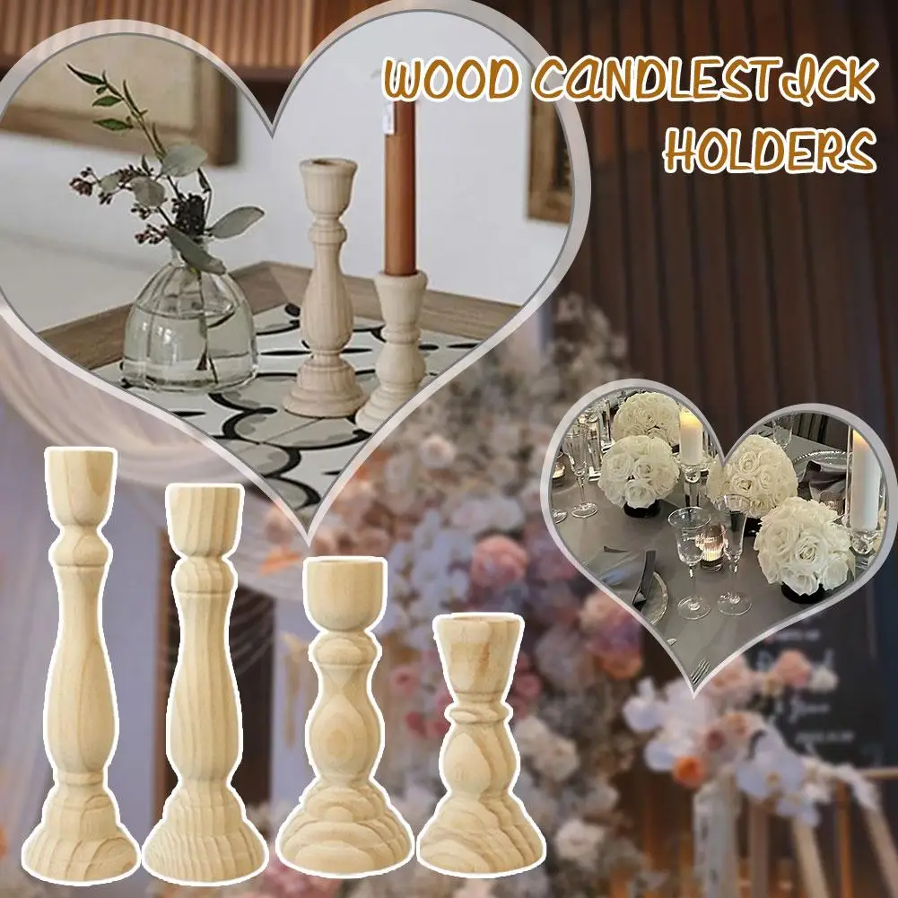 Kerzenständer aus unlackiertem Holz, Kerzenhalter, Säule, konische Kerzenständer für Hochzeit, Party, Geburtstag, Zuhause, Tischdekoration Image
