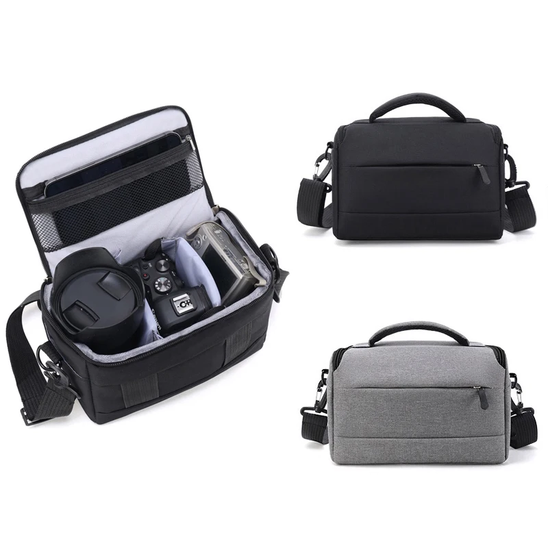 Tragbare, stoßfeste DSLR-Kamera-Umhängetasche, wasserdicht, großes Fassungsvermögen für Canon, Nikon, Sony, spiegelloses Kamera-Zubehör Image