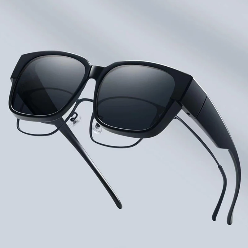 Modische Übergroße Polarisierte Sonnenbrille zum Überziehen von Korrekturbrillen, Tragbare Vintage-Brille für Männer und Frauen zum Angeln und Autofahren Image