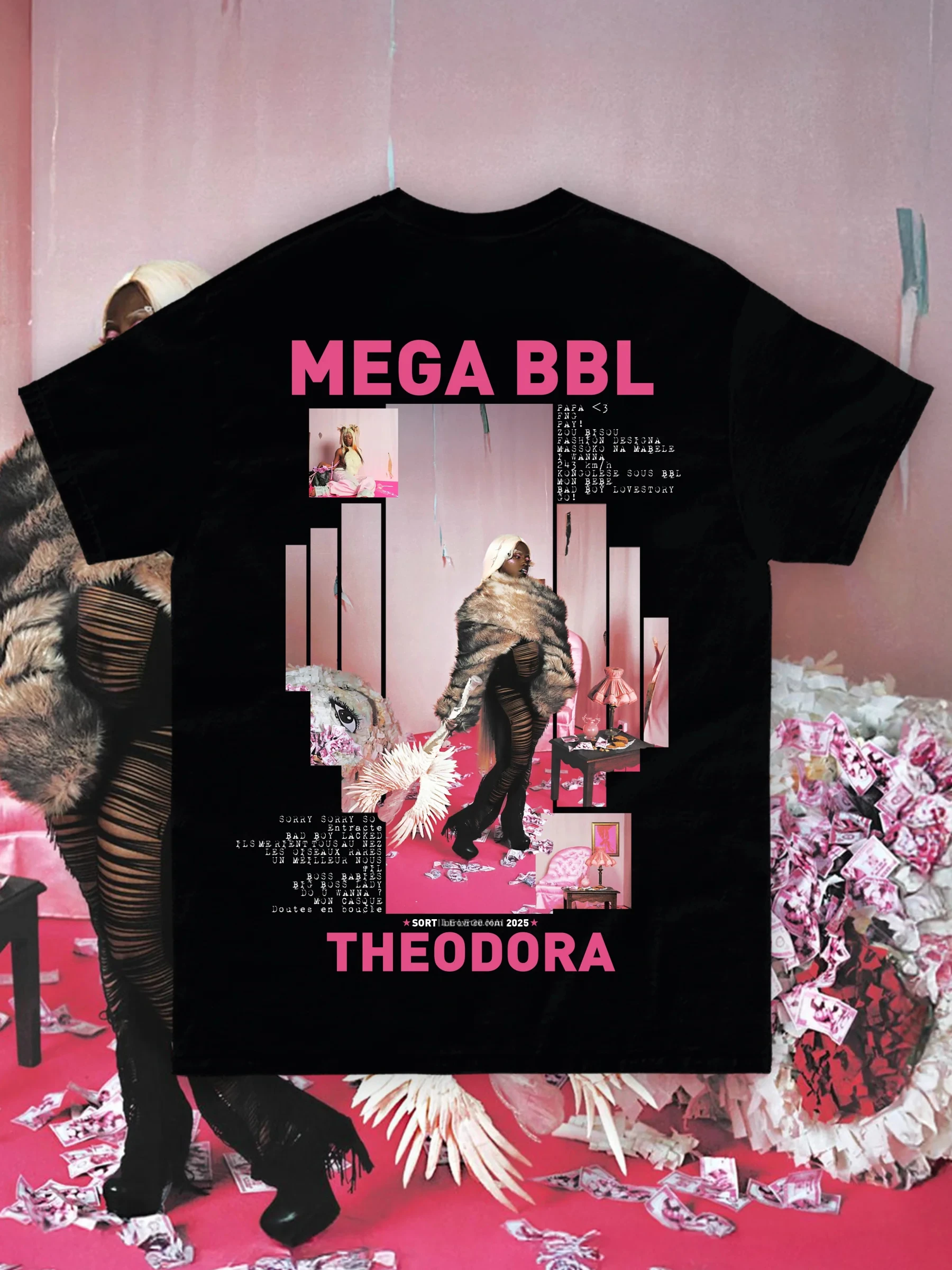 France Singer Theodora Album MEGA BBL Grafik-T-Shirt für Männer und Frauen, Pop-Musik-T-Shirt, lässiges Baumwoll-Vintage-T-Shirt, Unisex-Oberteile Image