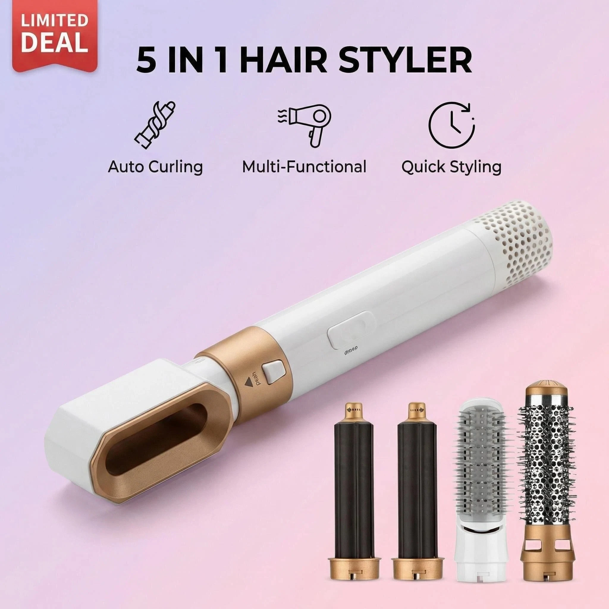 LUXLOCK 5-in-1 Haarstyling-Set Multifunktions-Lockenstab Haarglätter Heißluftbürste Schnellstyling Haarpflege Schönheitswerkzeuge Image