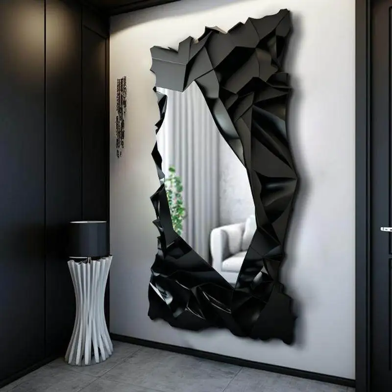 Schwarzer Dekorativer Retro-Spiegel Universeller Klassischer Kompakter Schlafzimmer-Kunstspiegel Wand-Make-up-Spiegel Maßgefertigter Badezimmerspiegel Raumdekoration
