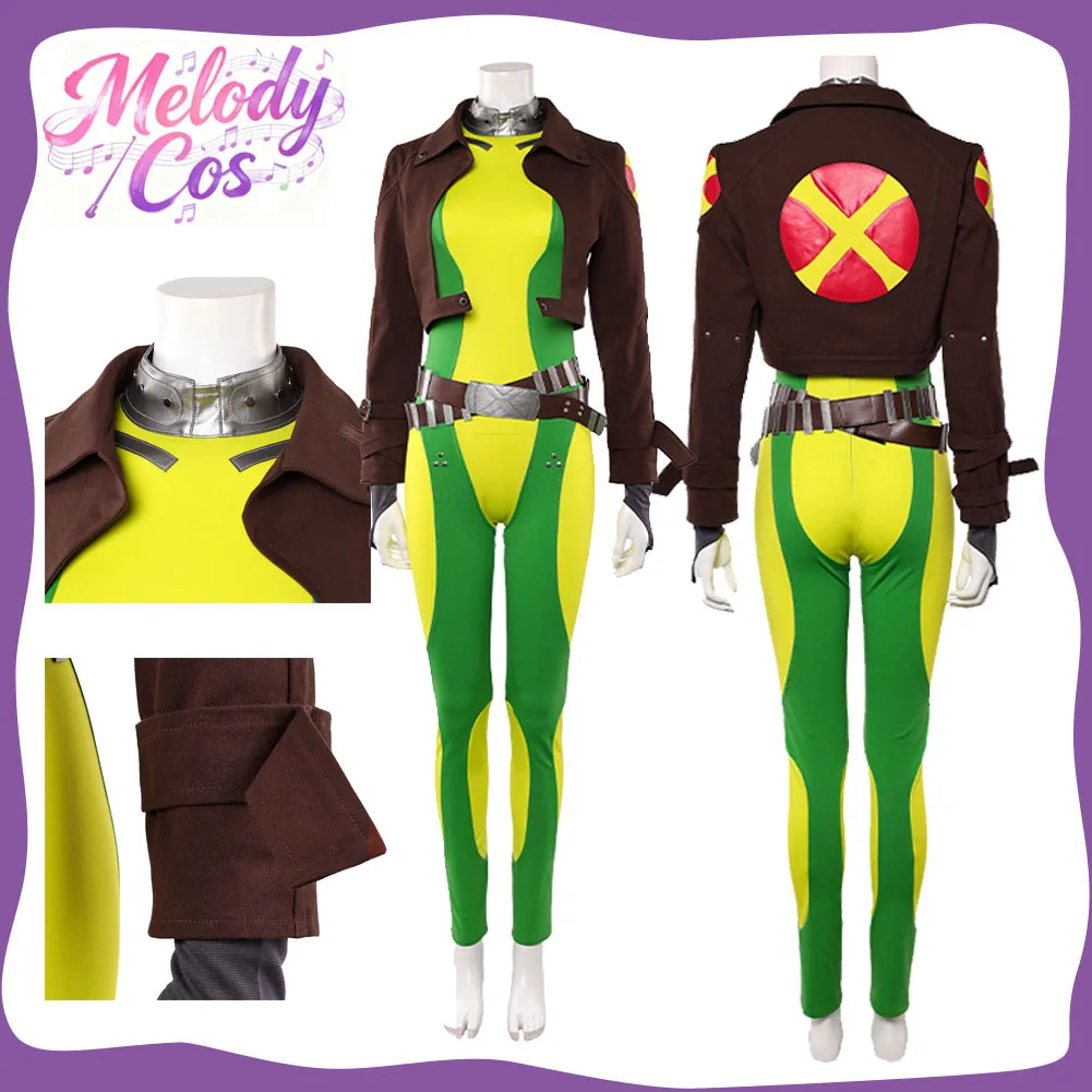 Erwachsene Frauen Rogue Cosplay Kostüm Fantasia X97 Roleplay Overall Mantel Gürtel Outfits Halloween Karneval Disguise Party Kleidung Image