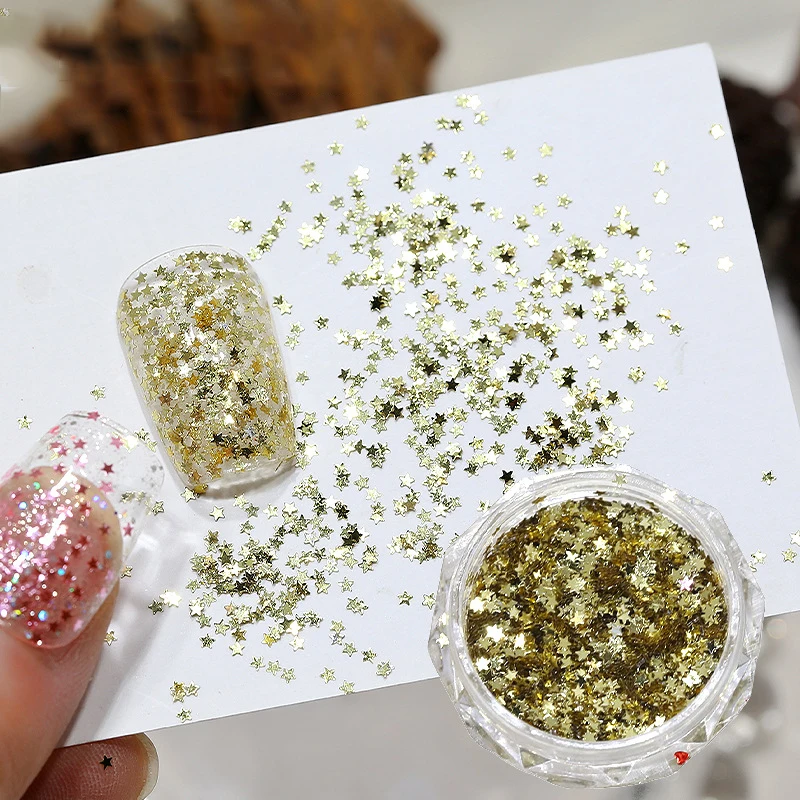 【1Jar 1mm Mini Sparkling Star Nail Glitter Funkelnde Nageldekoration Nagelstudio-Design Niedliche Accessoires DIY Nail Art Design】 Image