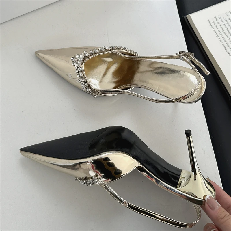 Eilyken 2026 Sexy Sandali con Tacco Alto Sottile e Punta Affusolata da Donna con Cinturino e Fibbia in CRISTALLO DIAMANTATO, Scarpe Eleganti per Feste e Balli