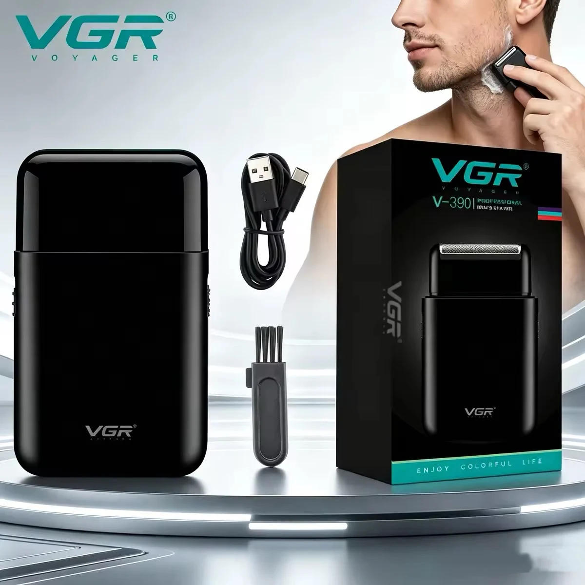 VGR Elektrischer Rasierapparat Elektrorasierer herren Rasierer maschine männer Elektrorasierer Professionell Folienrasierer Kabellos Rasiergerät Tragbar Barttrimmer Mini Elektrorasierer für Herren Image