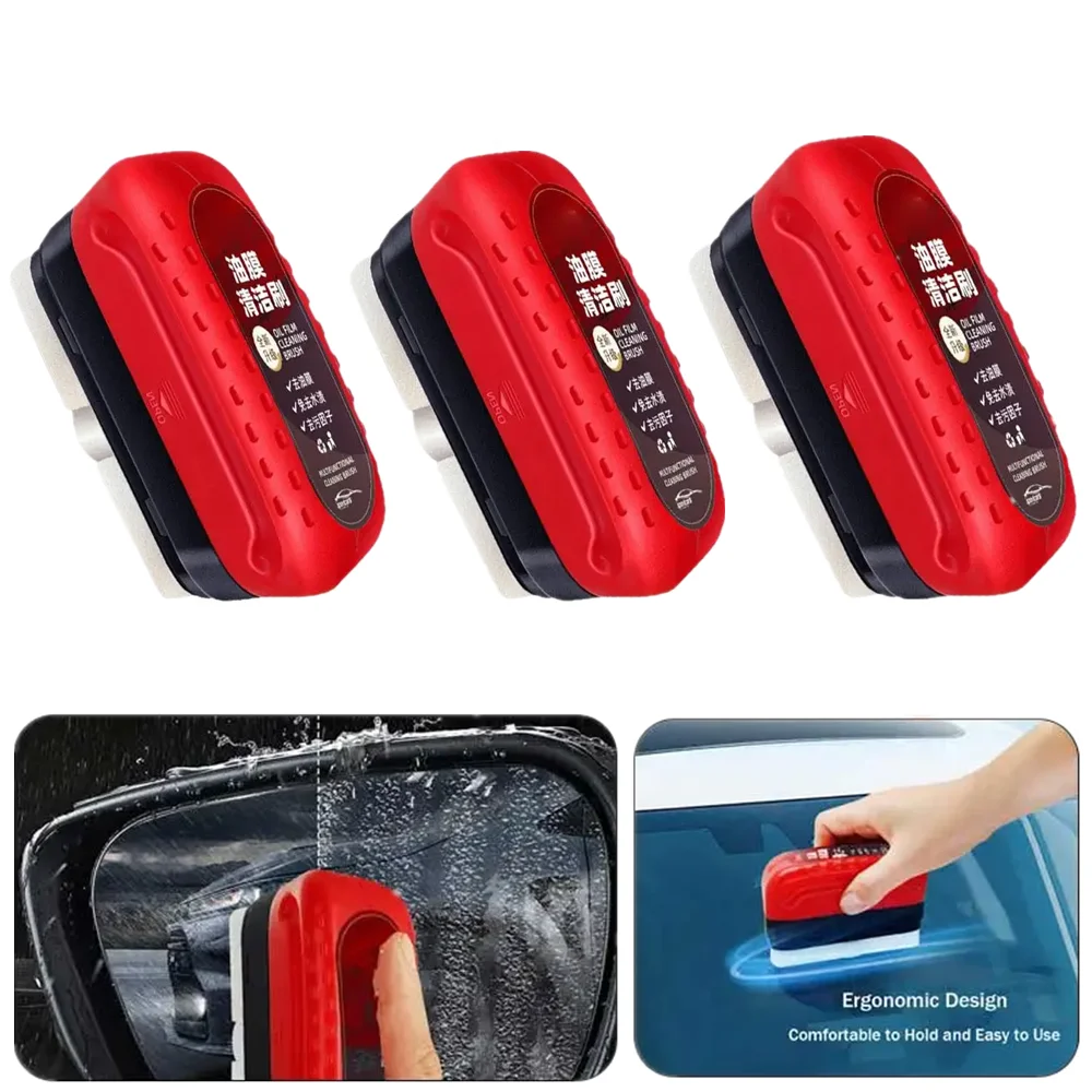 3 pezzi da 120 ml, detergente per graffi auto, rimuovi pellicola oleosa per vetri auto, potente detergente per parabrezza auto con spazzola per la pulizia del veicolo