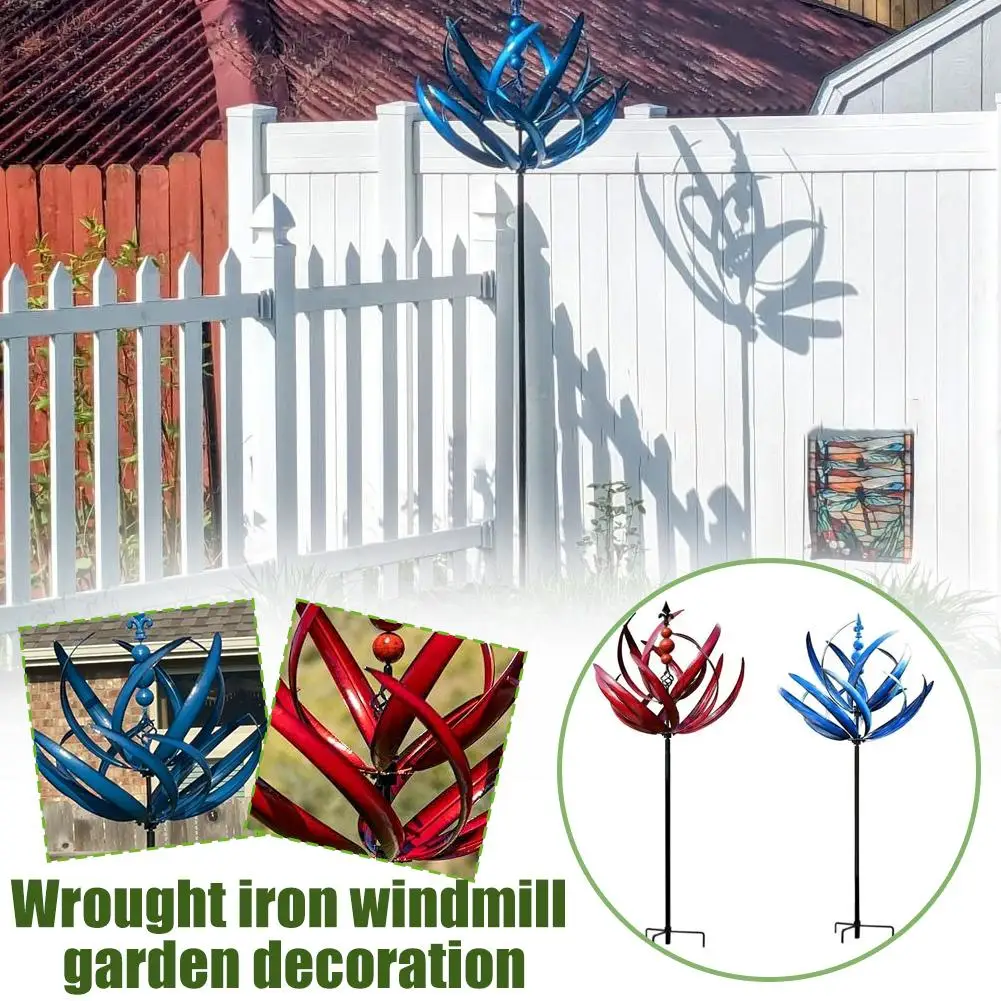 1/2 Stück Harlow Wind Spinner Metall Windmühle 3D Windbetriebene kinetische Skulptur Rasen Metall Wind Solar Spinner Hof für Gartendekoration Image