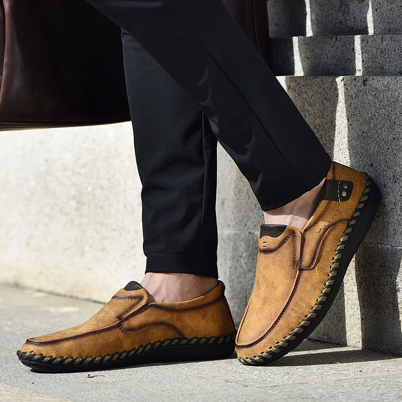 100% Rindsleder Freizeitschuhe Herren Sportschuhe atmungsaktive leichte flache Schuhe zum Gehen und Arbeiten Herrenschuhe und Lederschuhe