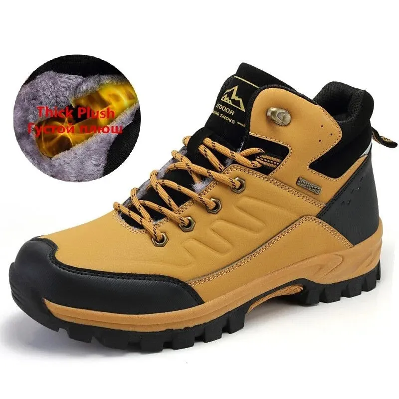Marke Winter herren Stiefel Warme männer Schnee Stiefel Hohe Qualität Leder Männer Turnschuhe Outdoor Männer Wanderschuhe Arbeit schuhe Größe 39-46