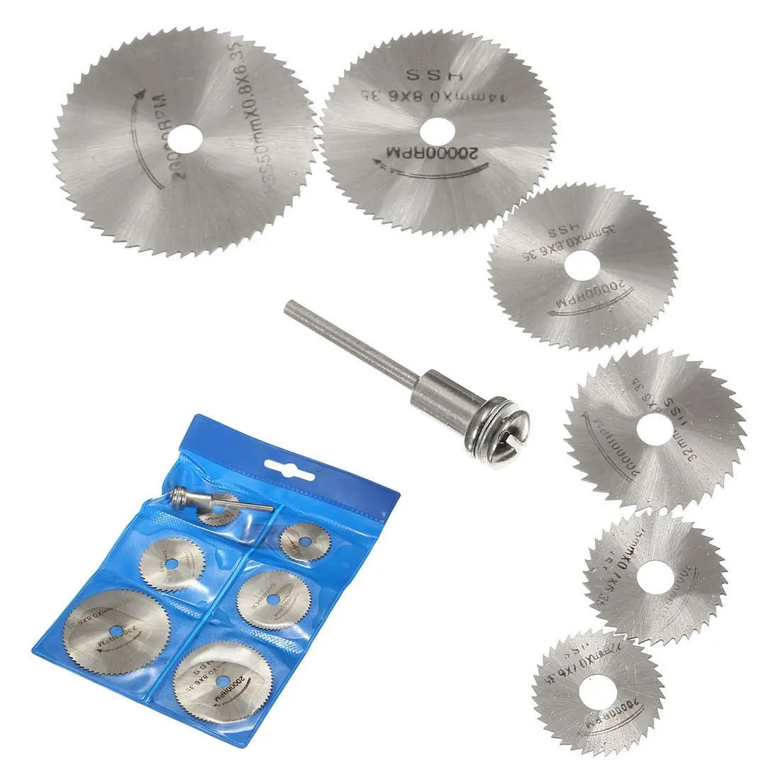 7-teiliges Set Rotations-Sägeblätter, Stahlsägeblatt mit 1/8-Zoll-Schaft für Dremel Foredom Bohrmaschinen und Rotationswerkzeuge Image