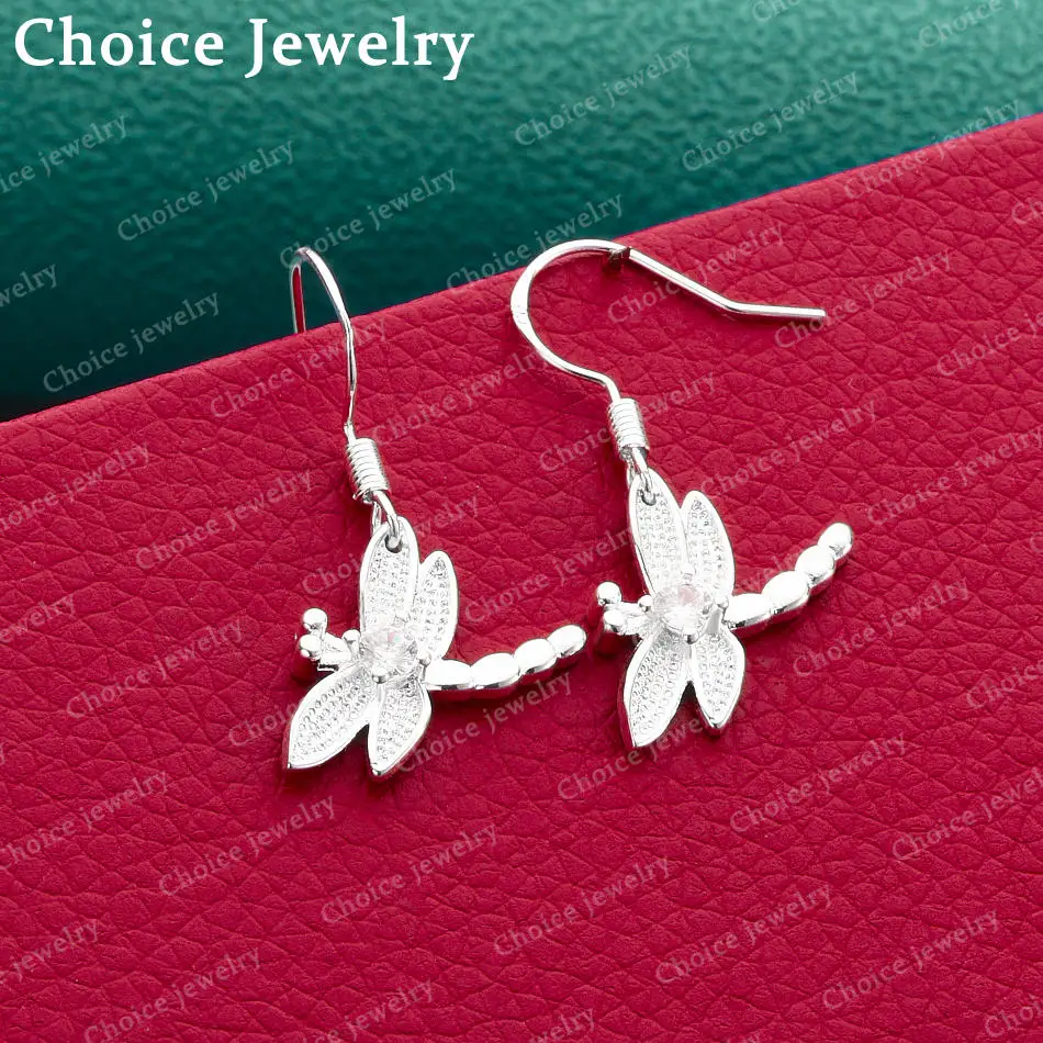 925 Sterling Silber Libellen-Tropfenohrringe für Damen, Schmuck, modisch, elegant, für Partys, Verlobungen, Accessoires Image