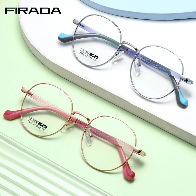 Firada bequeme Mode Brillen Mädchen Vintage Tr90 runde Brille Jungen optische verschreibung pflicht ige Brillen Rahmen Kinder 1920er Jahre Image