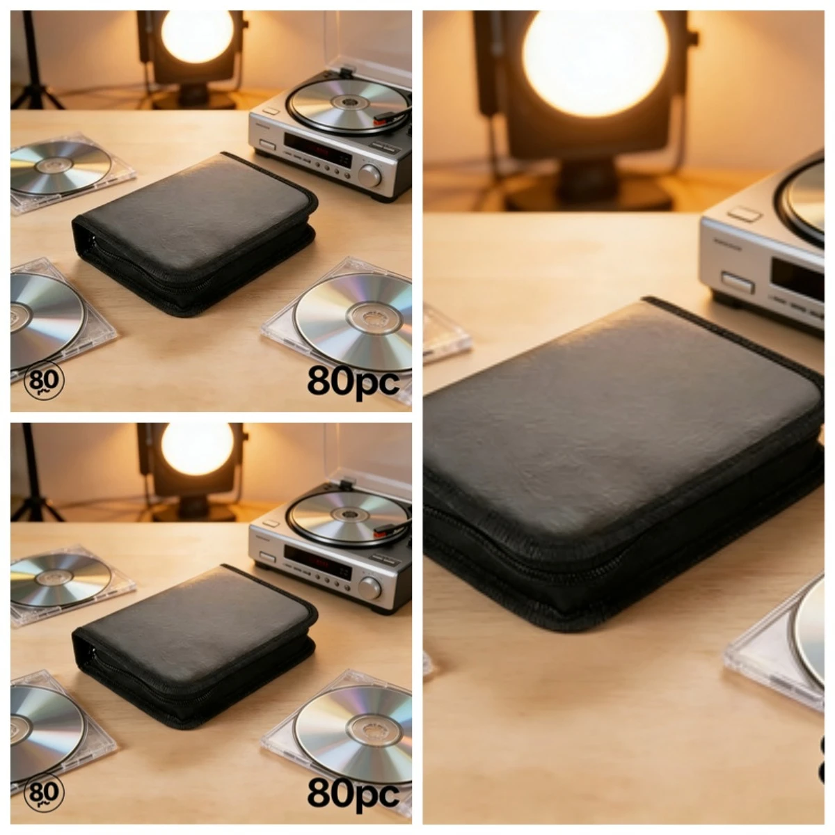 Tragbarer DVD-CD-Halter mit Reißverschluss, 80 Stück Kapazität, Aufbewahrungstasche, doppelseitige CD-DVD-Aufbewahrungshülle, Brieftasche, Album, Tragetasche