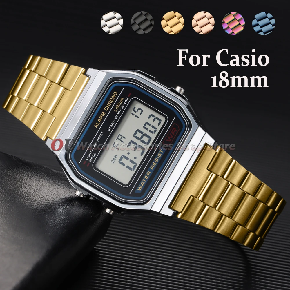 Für Casio Edelstahl-Uhrenarmband 18 mm für F84 F105/108/A158/168 AE1200/1300 SGW400 F91W AQ230 AE500W Armband Herren Metallarmband Image