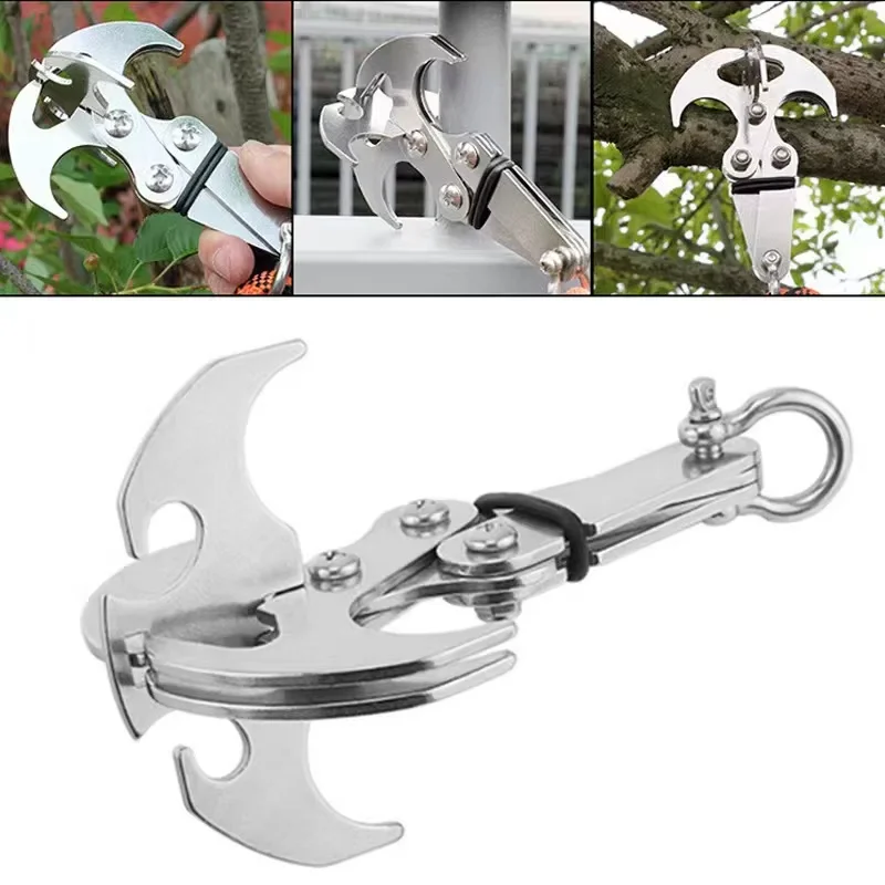 Edelstahl Klappbarer Greifhaken Kletterhaken Multifunktionaler Klettergriff Tragbarer Outdoor-Abenteuer-Kletterhaken Image