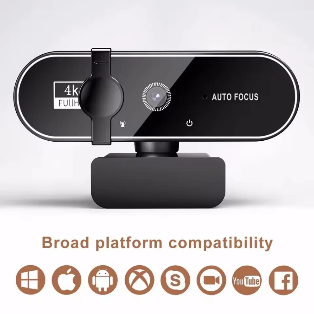 Caméra vidéo Webcam 4K 2K Autofocus Streaming caméra Web avec Microphone 30fps USB Full HD 1080P Webcams pour PC/ordinateur/ordinateur portable