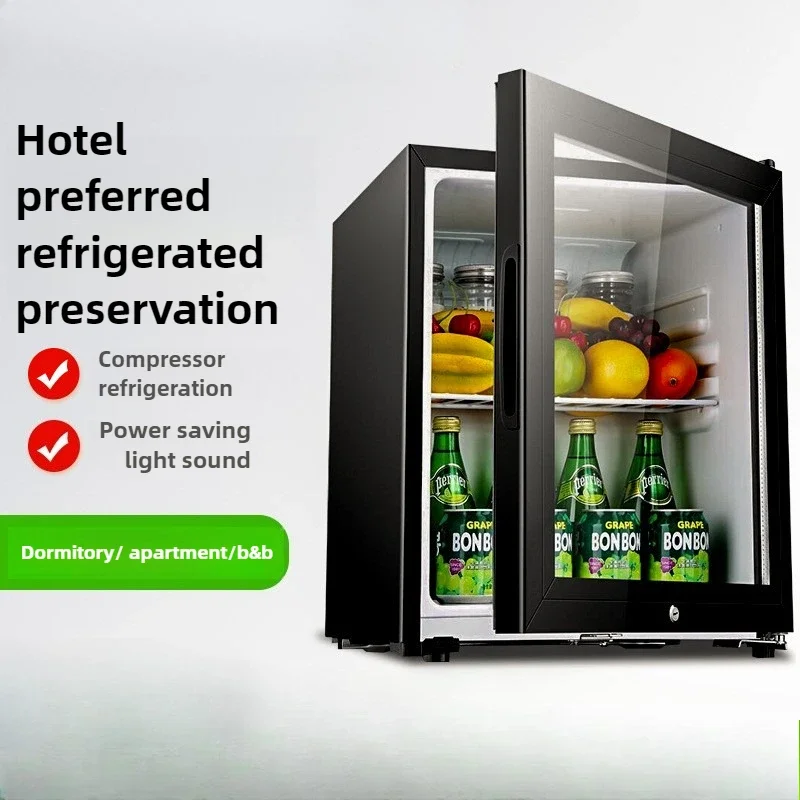 Mini-réfrigérateur silencieux pour hôtel, avec porte transparente, pour bar à glace, congélateur compact, cave à vin