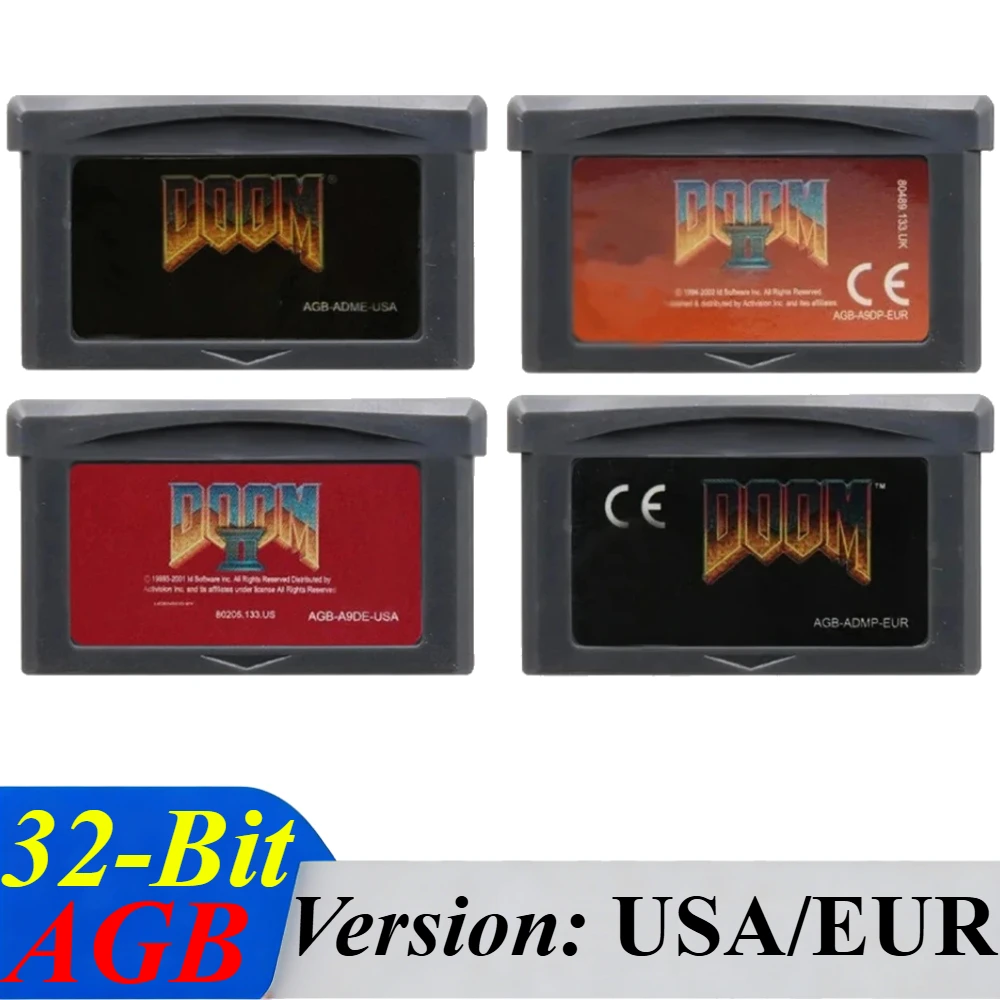 Cartouche de jeu GBA EUR/USA, série Doom, cartouche de jeu 32 bits, carte de console de jeu vidéo DOOM 1 DOOM 2 pour GBA GBASP NDSL