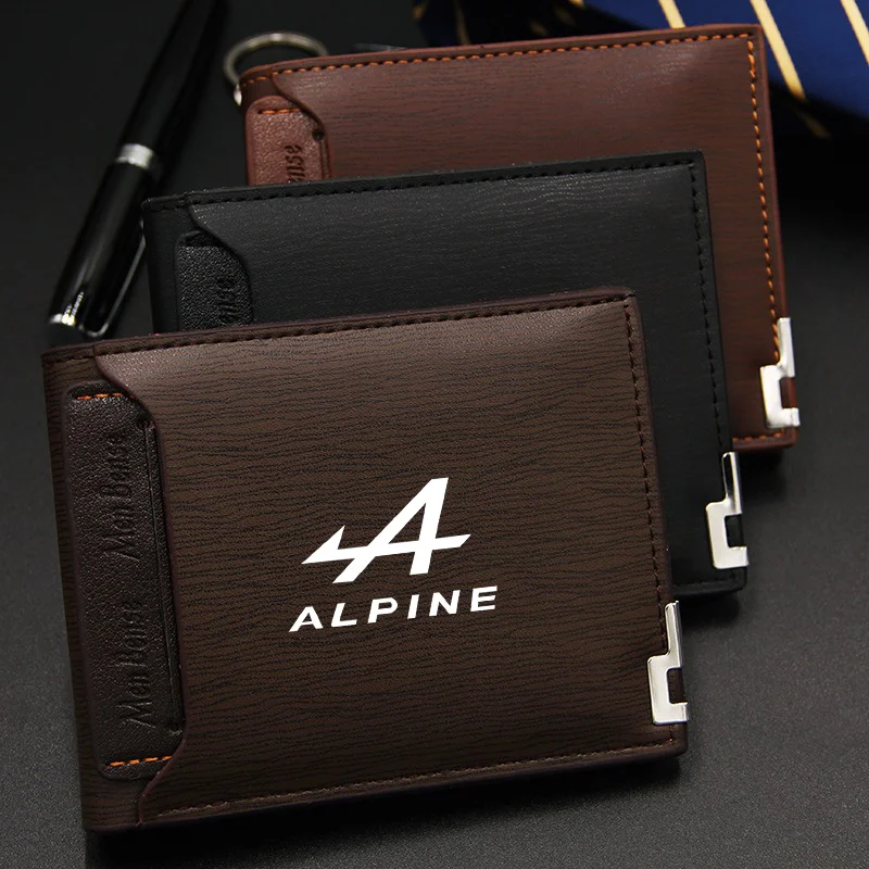 Portefeuille en cuir avec logo Alpine pour Esprit Duster Scenic Megane GT Clio Captur Kwid Kadjar, porte-carte de crédit et permis de conduire moto