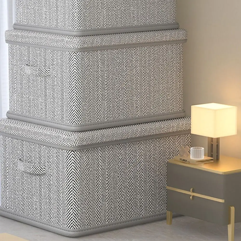 Foldable Clothes Storage Box Large Capacity with Cover Clothing Storage Bin Moisture-proof Pants T-Shirt Sweater Container