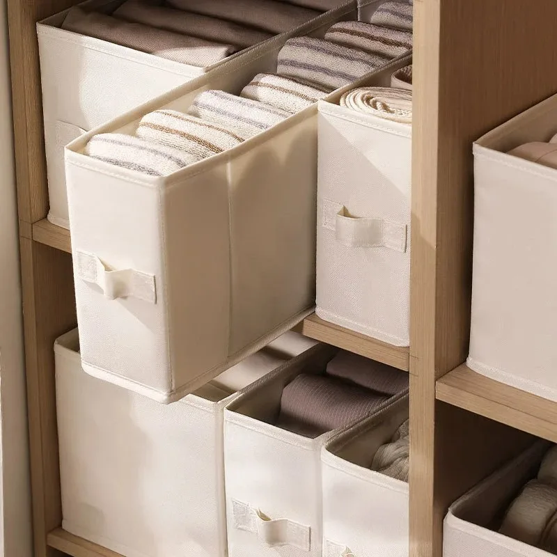 Clothes Storage Basket with Handles Foldable Fabric Storage Boxes for Drawers Wardrobe Clothes Organizer Washable Stackable