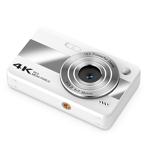 4K-Digitalkamera für Fotografie, 64-Megapixel-Vlogging-Kamera für YouTube mit 16-fachem Zoom, kompakte Point-and-Shoot-Kamera für Kinder, Jugendliche, Anfänger und Studenten, tragbare Reisekamera mit