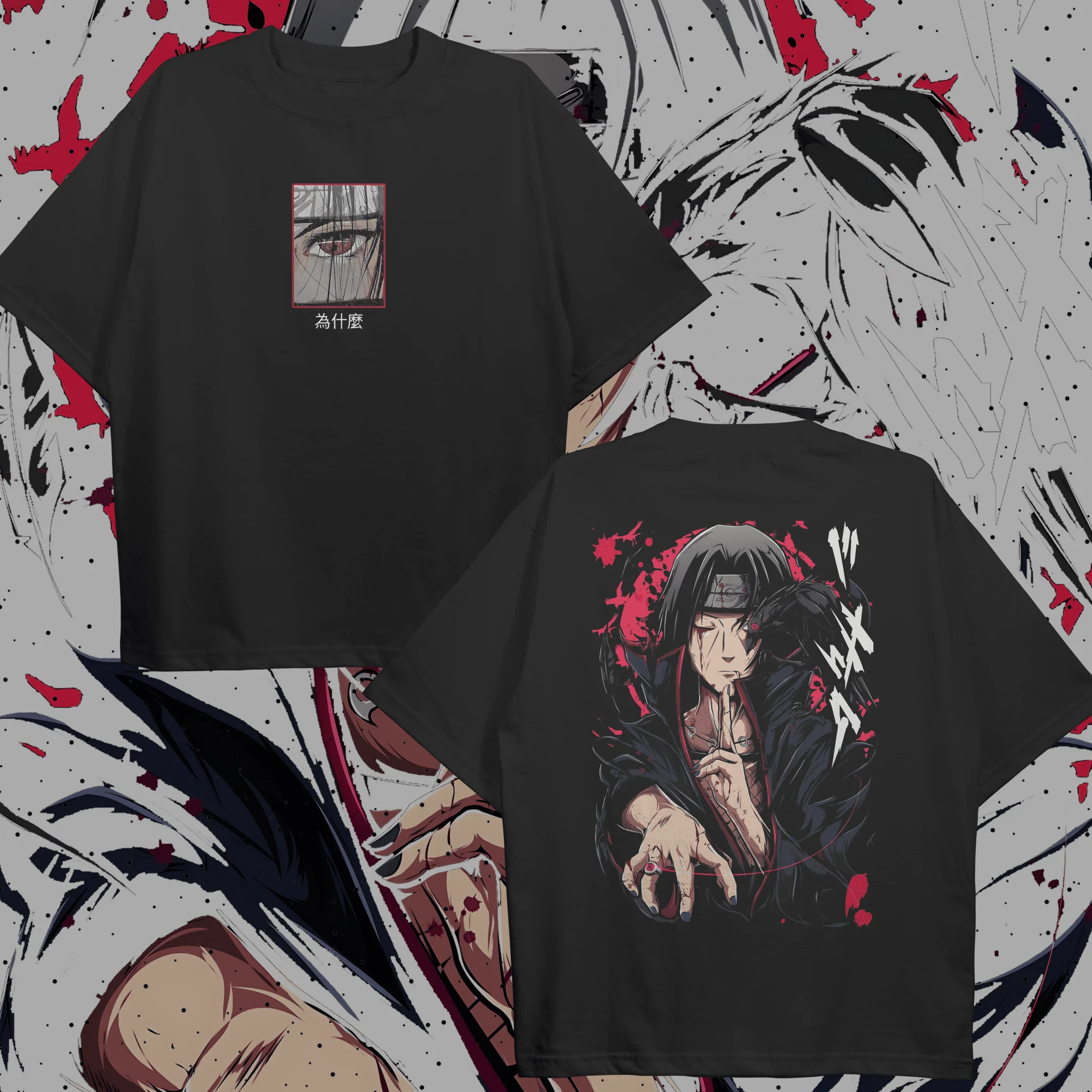T-Shirt Naruto Itachi Uchiha da Uomo, Maglietta Estiva con Grafica Sharingan e Corvo, Streetwear Manga Giapponese a Maniche Corte
