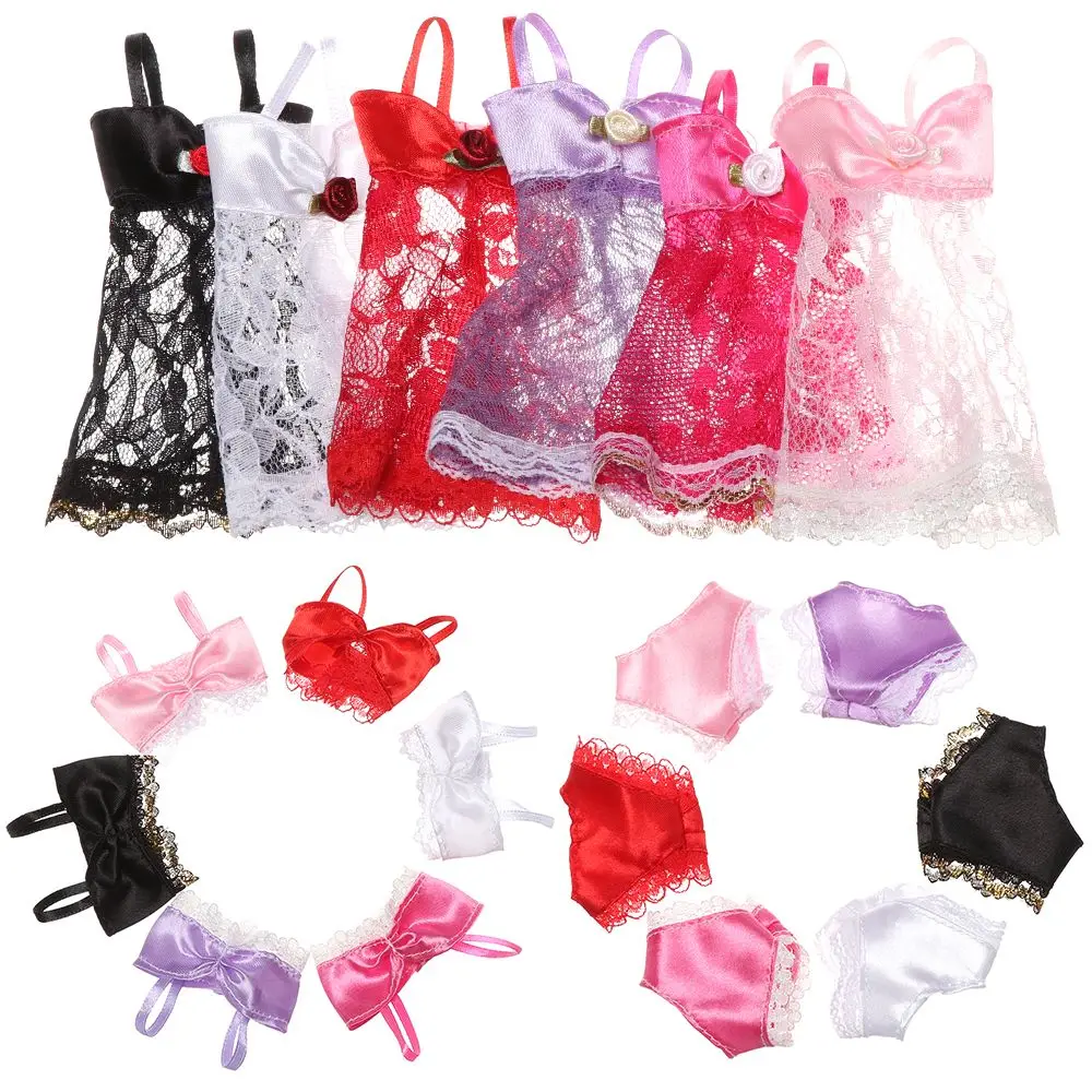 3 pz/set gonna bambola pizzo abito da notte reggiseno intimo 3 In 1 vestiti Set pigiama Sexy Lingerie bambole accessori giocattoli per bambole