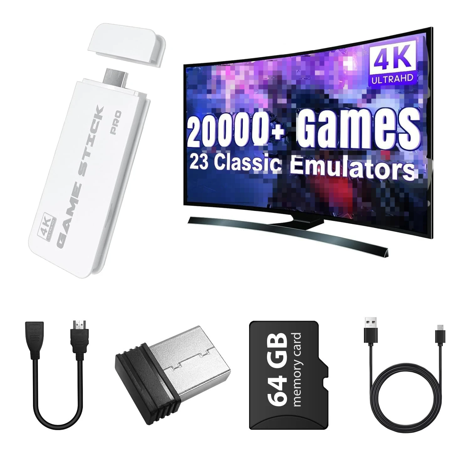 New M15 4K TV Game Built in 20000 Games Stick Video Game Console 64G Wireless Controller Gamepad Retro Handheld Game Console