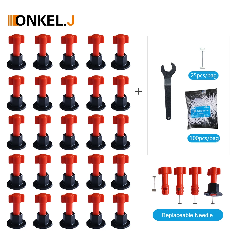 Onke l.j wieder verwendbares Wandfliesen-Nivel liers ystem Toolkit Leveler Keile Fliesen abstands halter für Bodenwandfliesen-Carrelage-Nivel liers ystem Image
