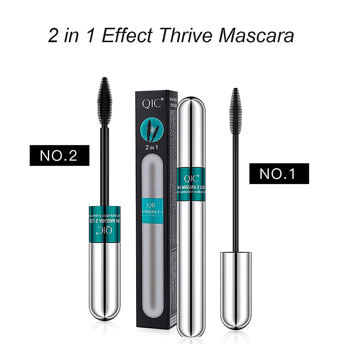 Double In-One Mascara Seiden faser Mascara wasserdichte Mascara für Wimpern verlängerung schwarz dicke verlängernde Wimpern Kosmetik Image