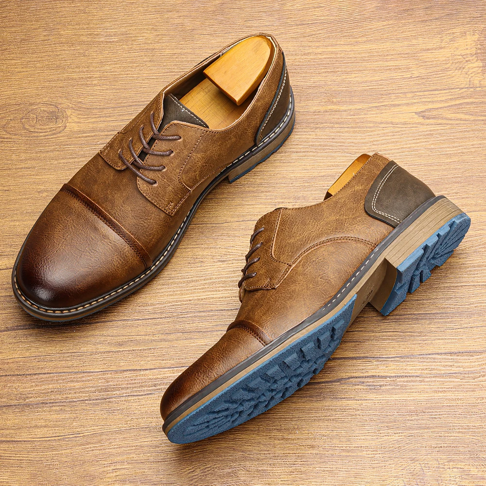 Retro Herren Casual Derby Schuhe 2025, modische Lederschuhe, neuer Stil, Herren-Slip-On, bequeme Herrenschuhe Image