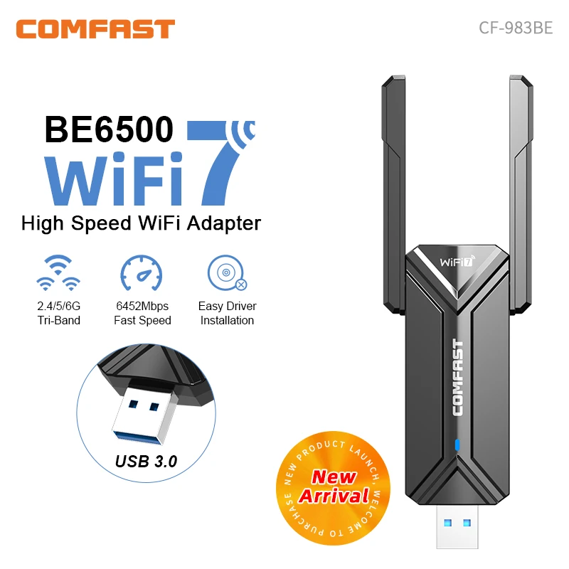COMFAST 6G/5G/2,4G Wifi 7 Adaptador 5g USB Adapter Wireless Placa De Rede BE6500 AX600 Wi-Fi Dongle Treiber kostenlos für Win10/11 Image
