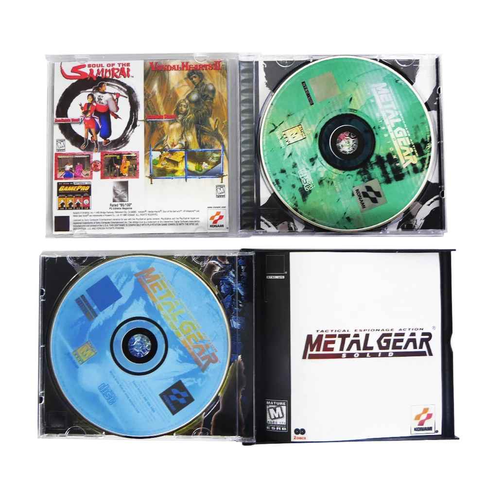 PS1-Metallgetriebe mit manueller Kopier-Disc-Spiel, schwarzer Boden, Entsperrung der Konsolenstation 1, Retro-optischer Treiber, Videospielteil Image