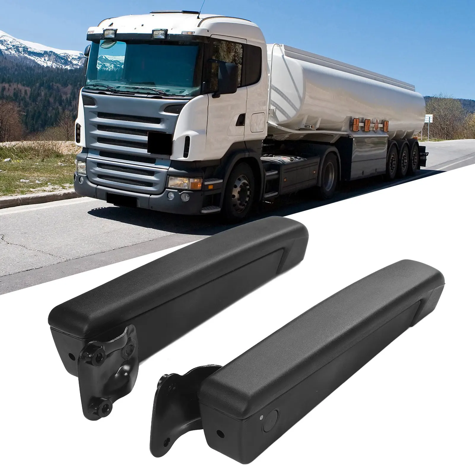 Paar verstellbare Armlehnen für Autos, schwarzer PU-Schwamm, stoßfest, für LKWs, Autos, ergonomisch, einfach zu installieren, langlebig, Auto Image