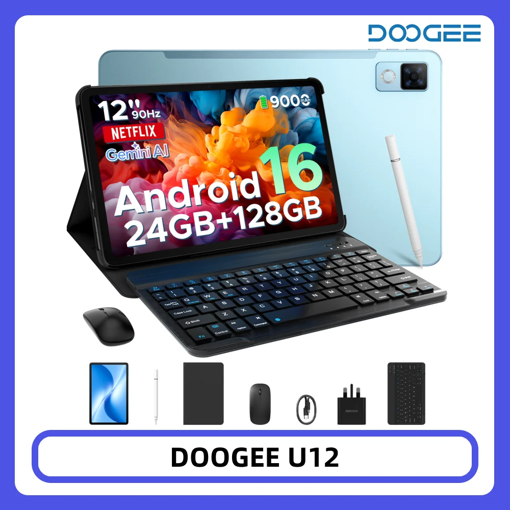 DOOGEE U12 Tablet-PC 24GB 128GB Gemini AI 12'' FHD+ Bildschirm Unisoc T7255 9000mAh Akku 7,8mm Ultradünn Android 16 Smart Pad Image