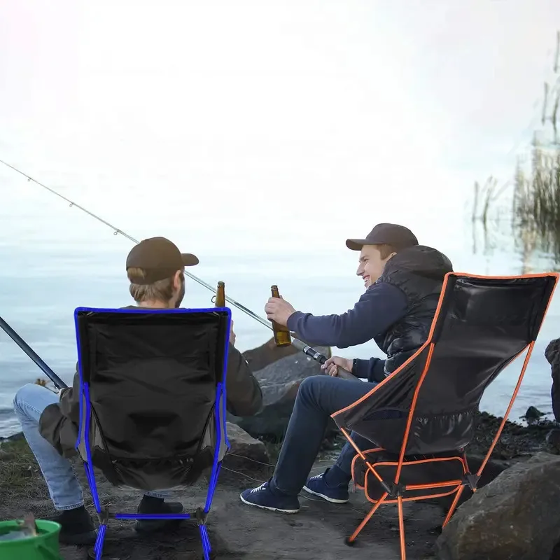 Tragbarer, ultraleichter, zusammenklappbarer Campingstuhl – Oxford-Stoff, verlängerte Länge für Outdoor-Angeln, Grillen, Picknick, Strandfestival Image