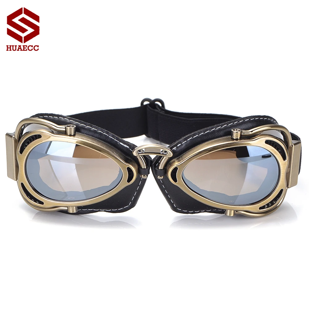 Motorrad Brille Brille Retro Vintage Reiten Brillen Sonne Winddichte Brille für Cafe Racer Pilot Helm Brille Image