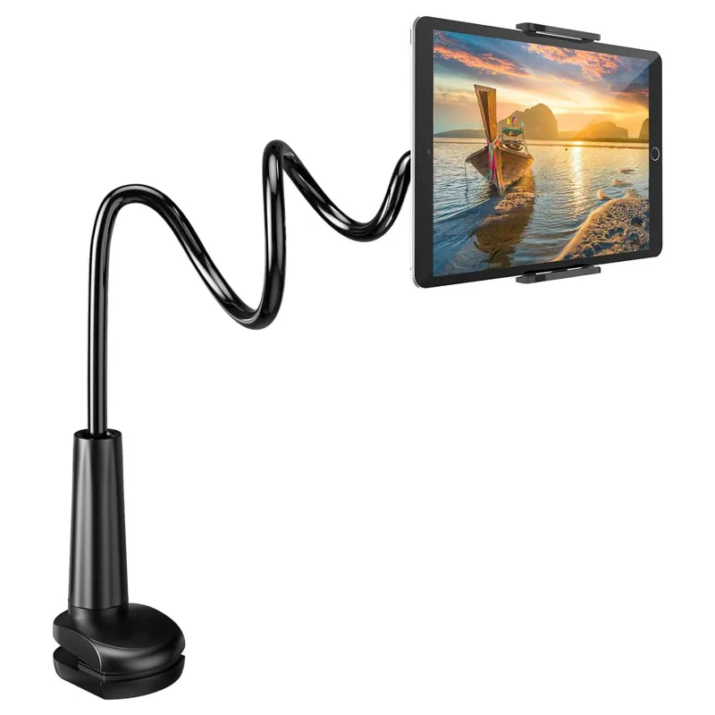 Tablet-Halter, Ständer, Bett, verstellbar, flexibler Arm, Tablet-Halterung, Klemme auf dem Tisch für iPad Air Mini oder andere 4,7–10,5 Zoll Geräte Image