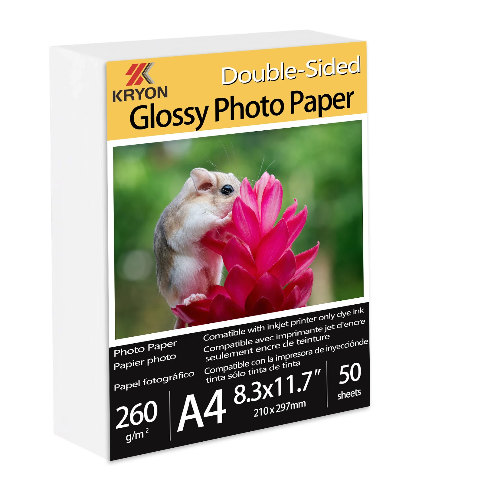 A4 260 GSM doppelseitiges Fotopapier Hochglänzendes Fotopapier – 50 Blatt 8,3 x 11,7 Zoll Image