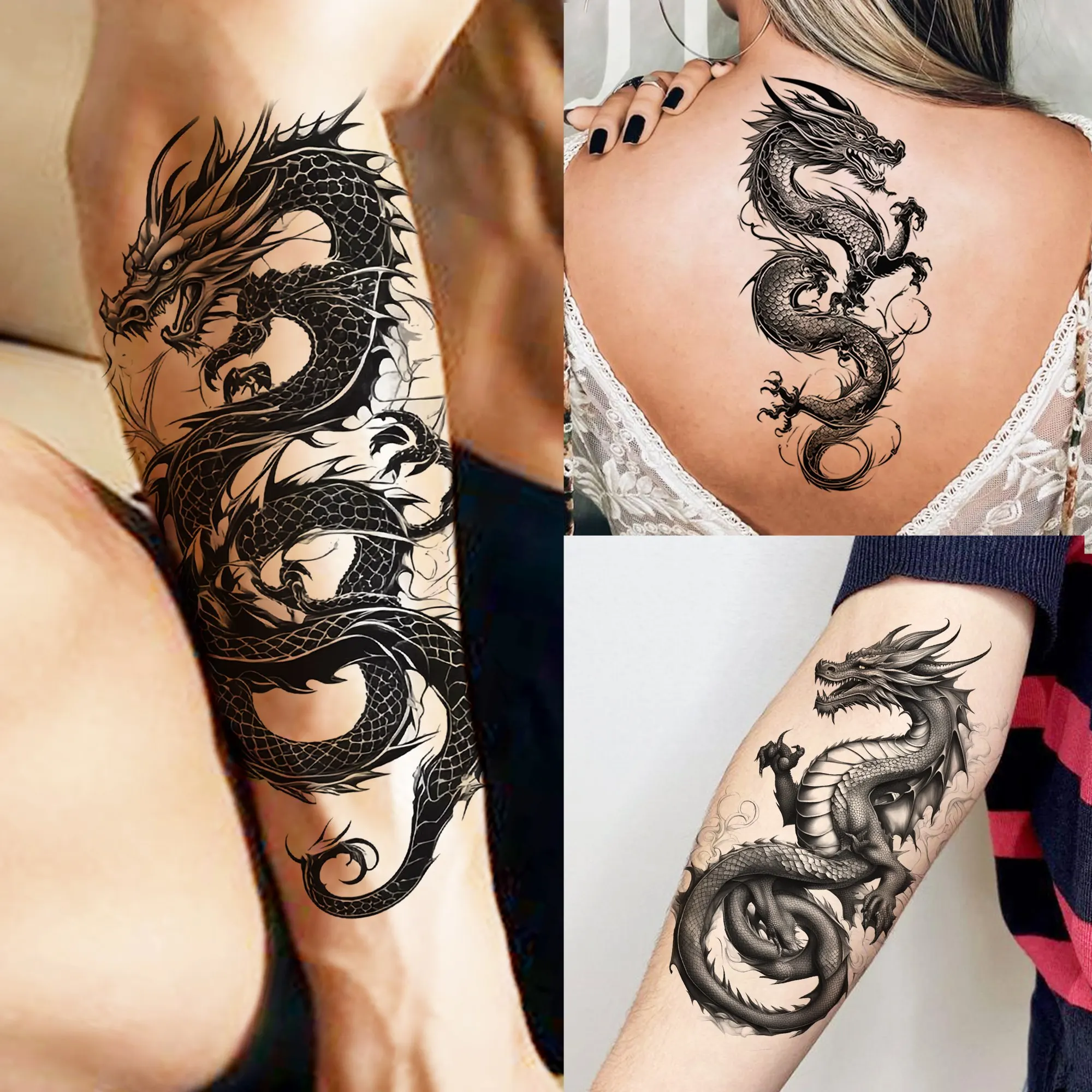 1 Blatt wilde brüllende Drache temporäre Tattoos für Männer Frauen wasserdicht realistische 3D-Fake-Tattoos langlebige Tatoo-Aufkleber Image