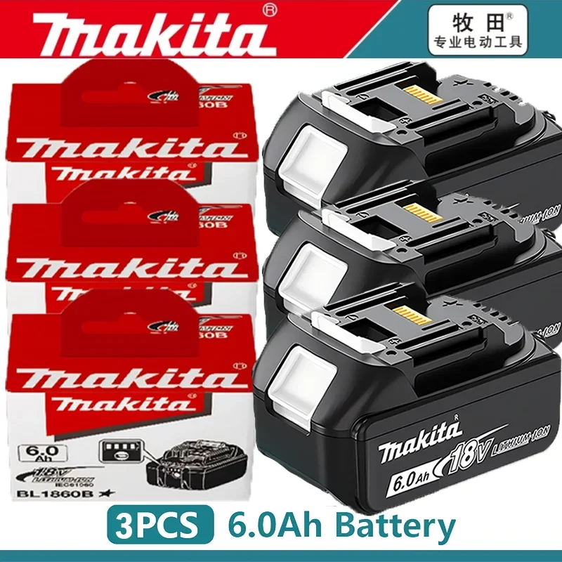 Original Makita 18V Akku 6Ah, mit Akku-Anzeige, wiederaufladbarer Makita-Akku, BL1830 BL1840 BL1850 Elektrowerkzeug-Akku Image